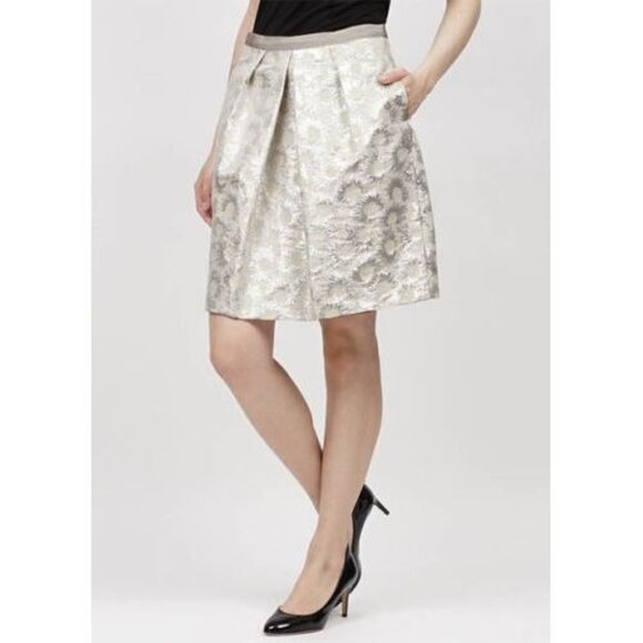 MaxMara Weekend Orche Jacquard Metallic Pleated Mini Skirt 4 - Picture 1 of 9